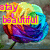 A pixelated rainbow rose with a green stem, featuring the text 'stay beautiful' in pink and yellow on its left side.