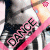 repeated images showing a person in a black and white striped outfit with a pink sash reading DANCE, a small pink flower, and a blue dot