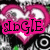Pixelated pink heart with white highlights over a grayscale background, featuring black text 'gIGLE' on a bright pink rectangle.