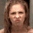 Four of a person with light brown hair against a neutral gray background, showing distinct facial expressions and hand movements