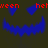 Blue pixelated pumpkin face with jagged teeth and triangular eyes on dark background, red text fragments visible above.