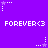 Purple background with repeated white pixelated text 'FOREVER<3' and star-shaped icons with dotted trails in a pattern