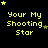 Yellow pixelated text 'Your My Shooting Star' on black background with yellow stars, each frame shows different star positions.