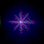 Six star-shaped pixelated icons arranged in two , with blue and red color variations transitioning across frames