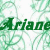 Green pixelated text 'Ariane' on a light green and white pixelated background with abstract curved lines.