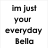Pixelated text on a white background with gray sections, displaying phrases about Bella and Edward.