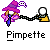 Pixel art buddy icon featuring a wizard-like character with purple hat and pink dress holding a chain connected to a yellow figure with white head, displayed in two frames on gray background with promotional text.