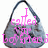 Gray handbag with dark strap overlaid by pink text in four separate