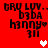 Red background with black pixelated text 'BRO LOV.. D3DA h3nny* 3II' and two heart symbols, one white and one pink.