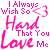 A 3x3 contact sheet of animated frames showing a heart-shaped pendant with text variations above it, featuring repeated phrases in pink and black script over a white background.