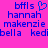 Pixelated blue text on bright pink background with one heart symbol, arranged in two of names