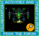Pixel art of a green and blue spaceship with yellow thrusters against black background, framed by text borders.