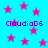 Pixelated blue background with pink stars and repeated purple text "Claudia06" in four locations.