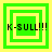 Green and yellow square frame with black text 'K-SULL!!!' across four variations showing different inner square configurations.