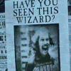 A black-and-white 'Wanted' poster-style image of a laughing figure with text 'HAVE YOU SEEN THIS WIZARD?' repeated across multiple