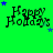 Green background with 'Happy Holidays' text and blue stars in a pattern, showing animation changes across frames