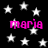 Black background with scattered white stars and repeated pink text 'maria' in pixelated font.