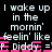 Pixelated text repeats 'I wake up in the mornin' feelin' like E. Diddy = E. Diddy' on black background with pink horizontal bars.