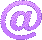 Six purple @ symbols in varying pixelated styles and orientations on a gray background, with one vertical bar element.