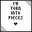Six display the text "I'M TORN INTO PIECES" with varying heart symbols and color changes across frames