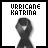 nine pixelated images showing a figure with arms raised, each displaying partial text variations of 'HURRICANE KATRINA' in black and red lettering