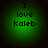 Four identical green circular icons with pixelated text reading "I love Kaleb" on a dark background.