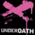 Pixelated pink splatter graphic with dripping effect above gray text reading "UNDEROATH" on black background.