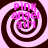 Four identical spiral patterns with alternating dark brown and light pink rings, each containing the text "PINK ANGEL 9TH" in bright pink pixelated letters.