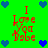 Green background with blue heart icons and red text reading "I Love You Babe" in pixelated font.