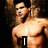 A shirtless man with dark hair appears in two vertical , with text overlays changing between