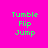Four display green text on a bright pink background with yellow bars shifting positions