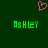 A green background displays a pink pixelated heart above two identical lines of green text reading "AsHley".