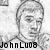 Pixelated grayscale portrait of a person with short hair, wearing a collared shirt and tie, with text below reading 'JohnLuo8' in blocky font.