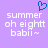 A static pixel art image with a light purple background, featuring white text and a blue heart symbol.