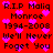 Red background with black text and pink hearts, displaying 'R.I.P Malig Monroe 1994-2008 We'll Never Forget You' in pixelated font across two
