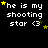Black background with white text 'he is my shooting star <3' and yellow stars scattered across the image, some of which move between frames.
