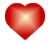 Static red heart-shaped icon with gradient fill and pixelated edges on a gray background.
