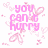 Pixelated pink text and heart shapes on white background with gray corner overlay.