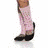 A static image showing four distinct visual elements: a leg in pink socks and black shoes, stacked colorful rings, hands with dark patterns on one hand against purple background, and a rounded object with brown top.
