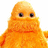 Pixelated orange creature with large eyes and textured surface against white background, repeated text 'boobq' in pink on orange field.