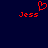 Red pixelated text 'Jess' appears twice on a dark blue background with a red heart symbol above the left instance.