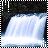 Animated waterfall with white water flowing over dark rocky background, framed by black and white border.