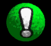 Green textured sphere with white exclamation mark symbols in various positions across three of observations