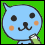 A split-frame contact sheet showing a pixelated blue cat mascot on green background and Japanese text with "Qoo" on yellow background.