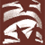 A static pixelated image of a white, abstract, flowing shape against a solid brown background with no visible text or distinct objects.