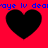 Red background with four black hearts and blue text repeating 'raye lv dear' in pixelated font, static image.