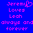 Pixelated text on blue background with pink lettering, featuring 'Jeremy Loves Leah always andalways and forever' repeated twice.