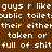 Pixelated text repeats across a gradient background with brown and pink hues, displaying phrases about public toilets and their condition.