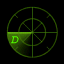 Green radar-style circular icons with segmented sections, each containing a single uppercase letter on a black background.