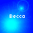 Blue-toned pixelated image with 'Becca' text and shifting light effects across four